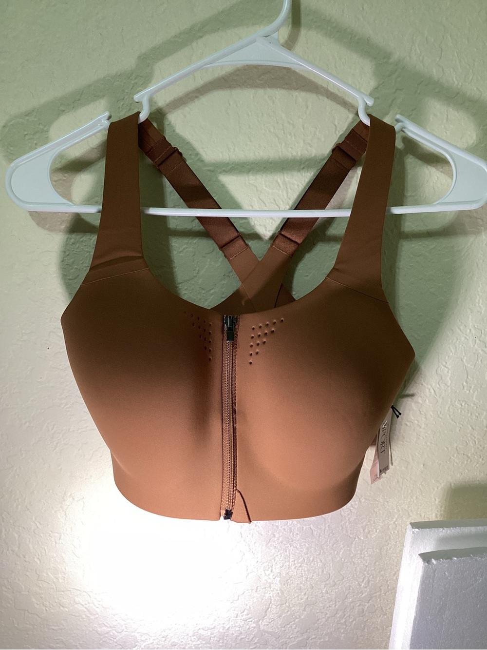 Victoria's Secret Brown Front-Zip Wireless Sports Bra with Crisscross Straps